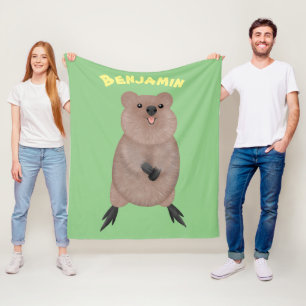 Happy lächelnd niedliche Quokka Cartoon Design Fleecedecke