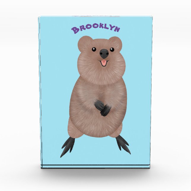 Happy lächelnd niedliche Quokka Cartoon Design Fotoblock (Vorderseite)