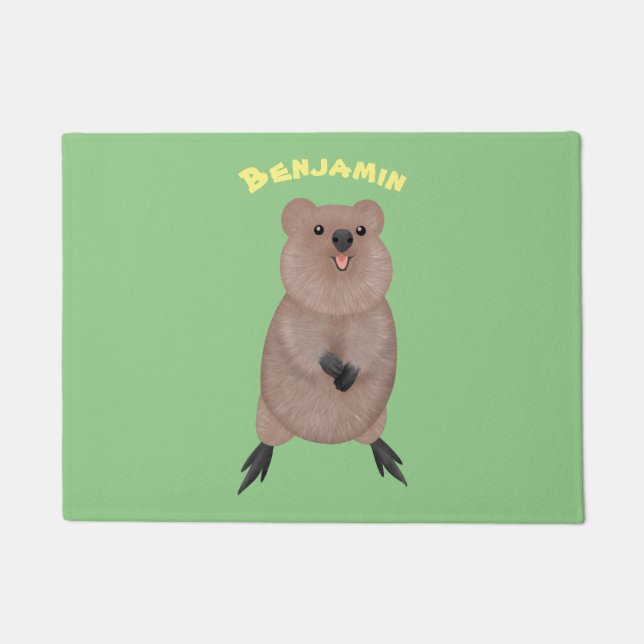 Happy lächelnd niedliche Quokka Cartoon Design Fußmatte (Vorderseite)