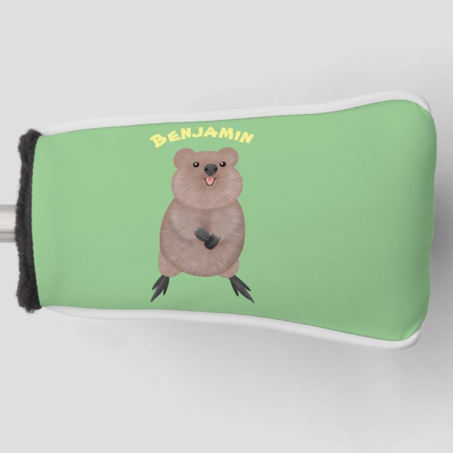 Happy lächelnd niedliche Quokka Cartoon Design Golf Headcover (Vorderseite)