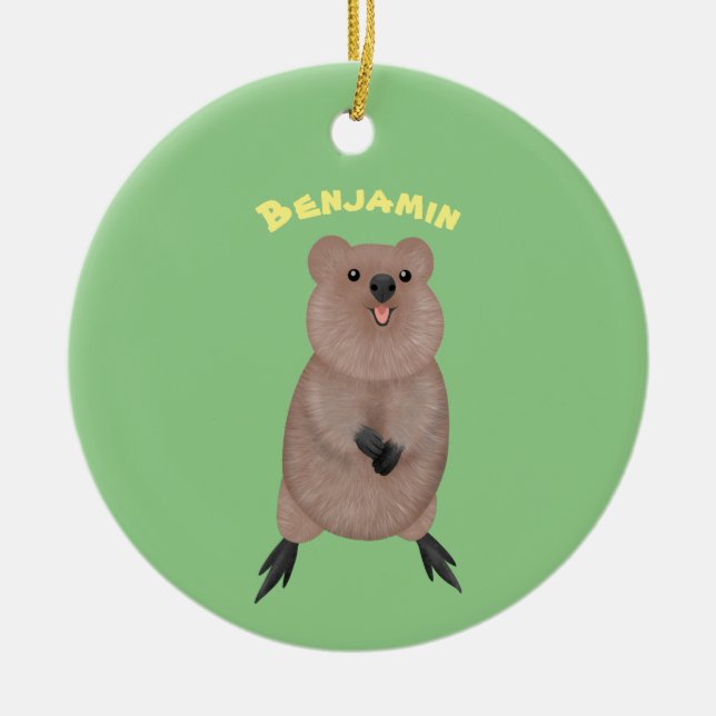 Happy lächelnd niedliche Quokka Cartoon Design Keramik Ornament (Vorne)