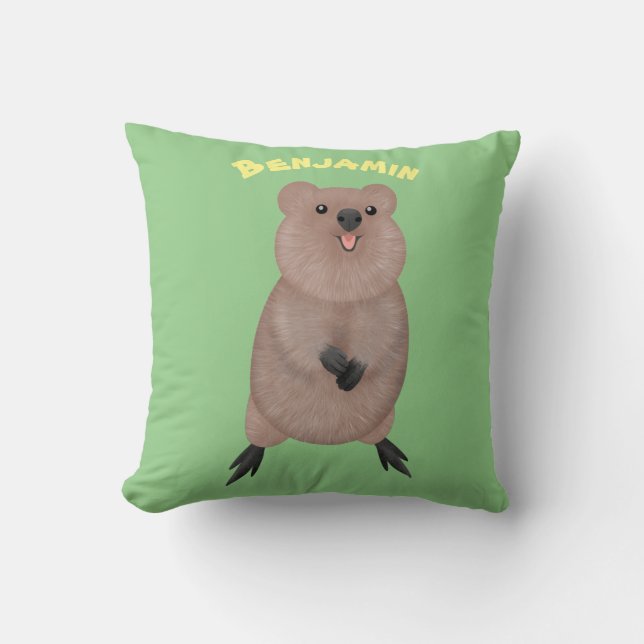 Happy lächelnd niedliche Quokka Cartoon Design Kissen (Vorderseite)
