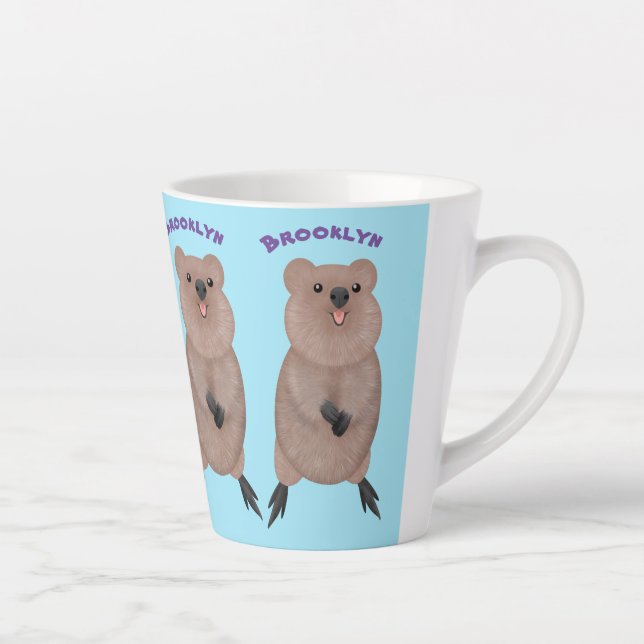 Happy lächelnd niedliche Quokka Cartoon Design Milchtasse (Rechts)