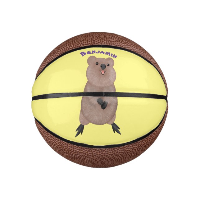 Happy lächelnd niedliche Quokka Cartoon Design Mini Basketball (Vorderseite)
