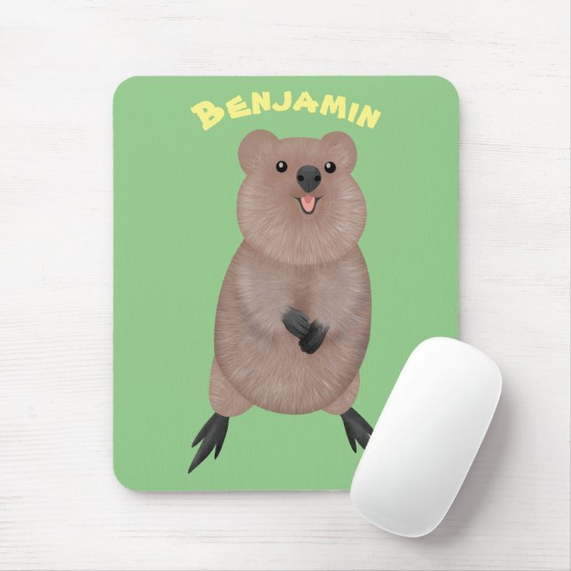 Happy lächelnd niedliche Quokka Cartoon Design Mousepad (Mit Mouse)