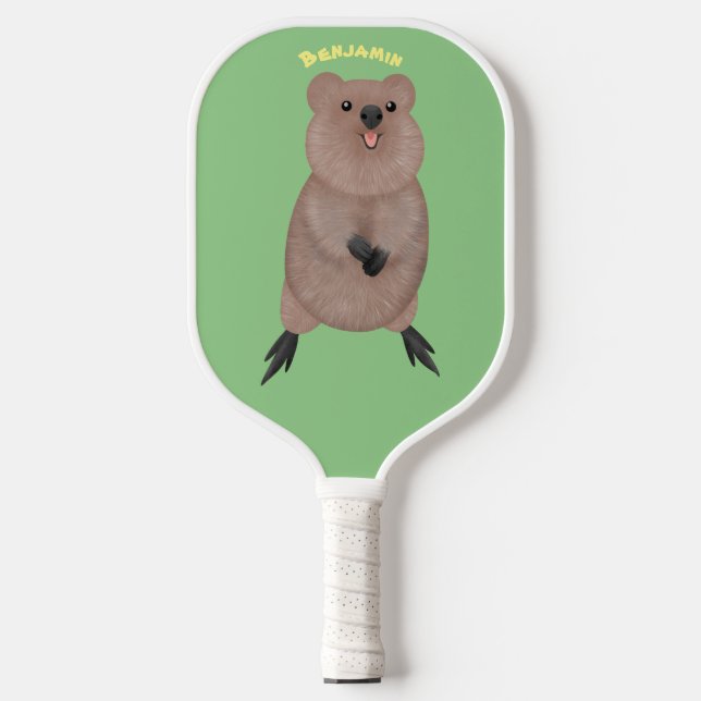 Happy lächelnd niedliche Quokka Cartoon Design Pickleball Schläger (Vorderseite)