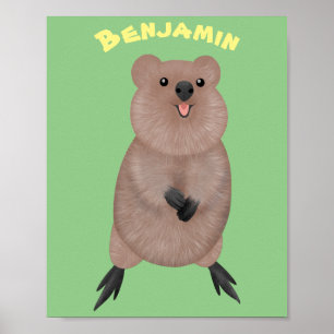 Happy lächelnd niedliche Quokka Cartoon Design Poster