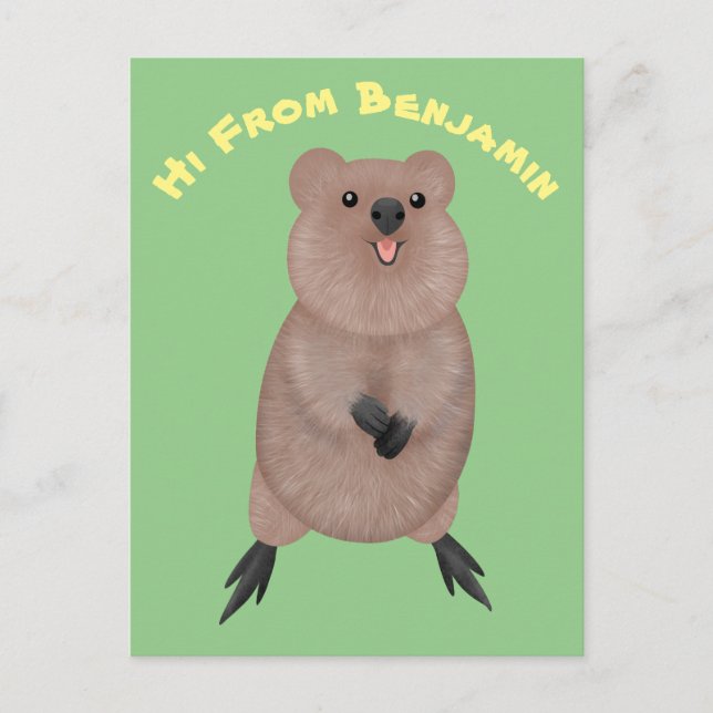 Happy lächelnd niedliche Quokka Cartoon Design Postkarte (Vorderseite)