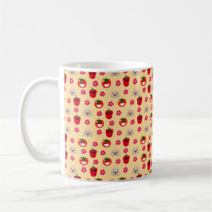 Happy lächelnd pflanzliches Hintergrundmuster Cart Kaffeetasse
