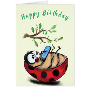 Happy Ladybug Funny Birthday Card