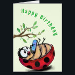 Happy Ladybug Funny Birthday Card<br><div class="desc">Funny Geburtstagskarten mit Happy Little Ladybug mit Telefon - Wählen / Fügen Sie Ihren einzigartigen Text / Farbe - Machen Sie Ihr einzigartiges Geschenk - Neu vergrössern und verschieben oder entfernen und fügen Sie Elemente mit dem Anpassungstool hinzu! - Zeichn und Design von MIGNED. Sie können meine Designs auch auf...</div>