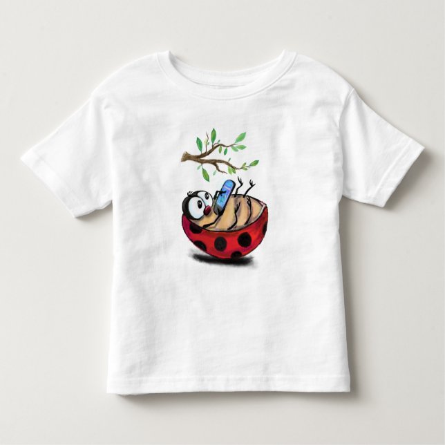 Happy Ladybug mit Phone Funny Kleinkind T-shirt (Vorderseite)