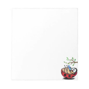 Happy Ladybug with Phone Notepad Spring Notizblock