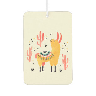 Happy Lama mit Kakteen Autolufterfrischer
