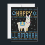 Happy Lamakah Funny Jewish Hanukkah Lama Geschenk Mitteilungskarte<br><div class="desc">chanukah, Amakah, hanukkah, dreidel, jüdisch, hässlich, Pullover, llama, Weihnachten, gewirkt</div>