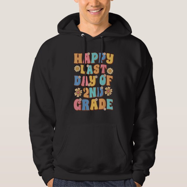 Happy Last Day of 2nd Grade Cute Groovy Second Gra Hoodie (Vorderseite)