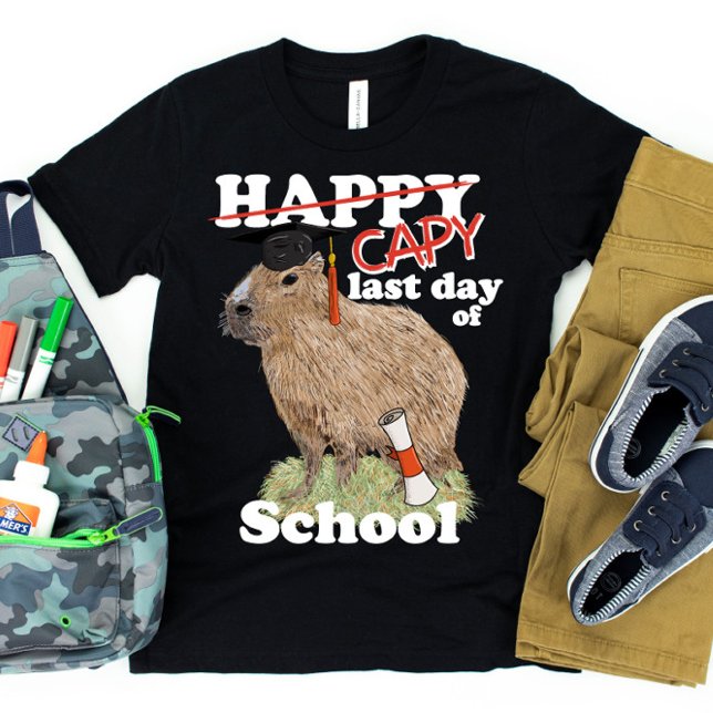 Happy Last Day of School Capybara Abschluss T-Shirt (Von Creator hochgeladen)