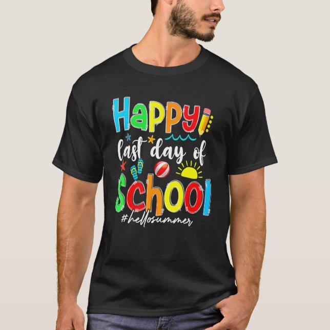 Happy Last Day Of School Hello Summer Students Kid T-Shirt (Vorderseite)