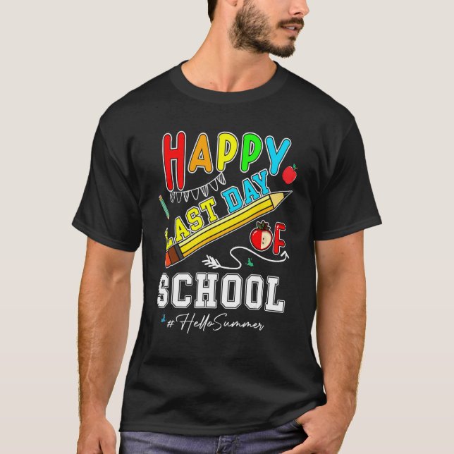 Happy Last Day Of School Hello Summer Teacher Stud T-Shirt (Vorderseite)