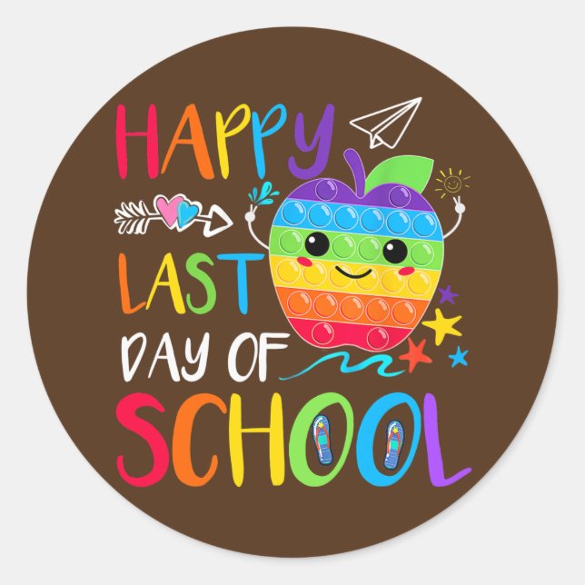 Happy Last Day of School Lehrer Student Runder Aufkleber (Vorderseite)
