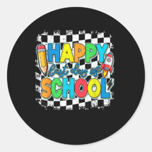 Happy Last day of School Rocket Sommer Urlaub Bo Runder Aufkleber