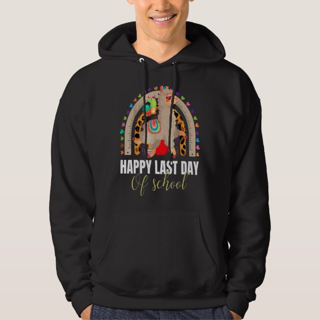 Happy Last Day of School Teacher Student Llama Rai Hoodie (Vorderseite)