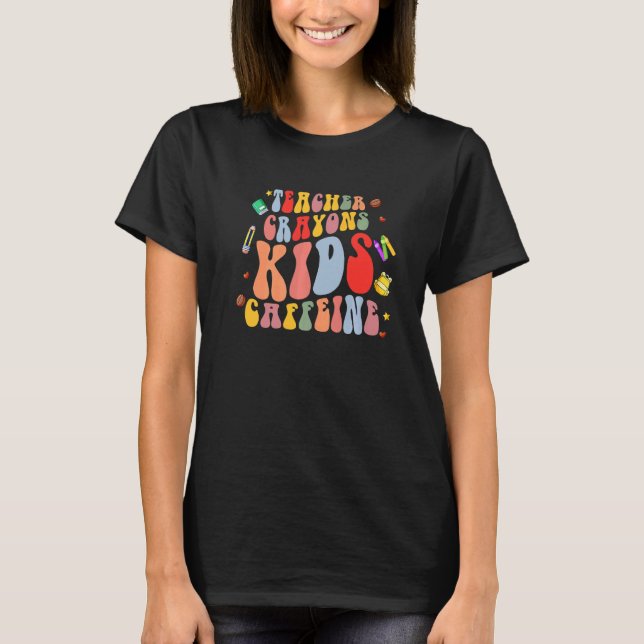 Happy Last Day of School Teachers Crayons Kids Caf T-Shirt (Vorderseite)