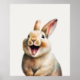 Happy Laughing Baby Bunny Rabbit Kinderzimmer Poster