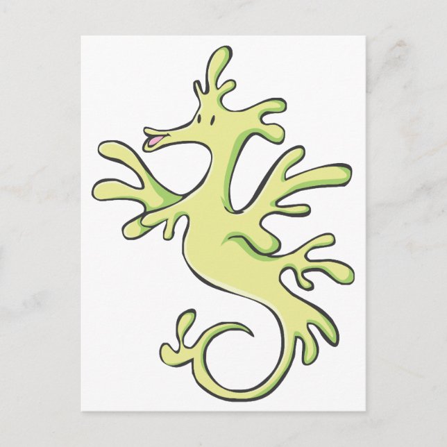Happy Leafy and Weedy Sea Dragon Cartoon Postkarte (Vorderseite)