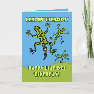 Happy Leap Day Geburtstag! Leaping Lizards Card Karte