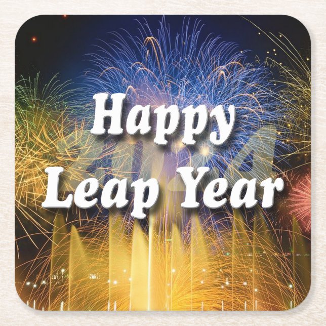 Happy Leap Year 2024 Rechteckiger Pappuntersetzer (Vorderseite)