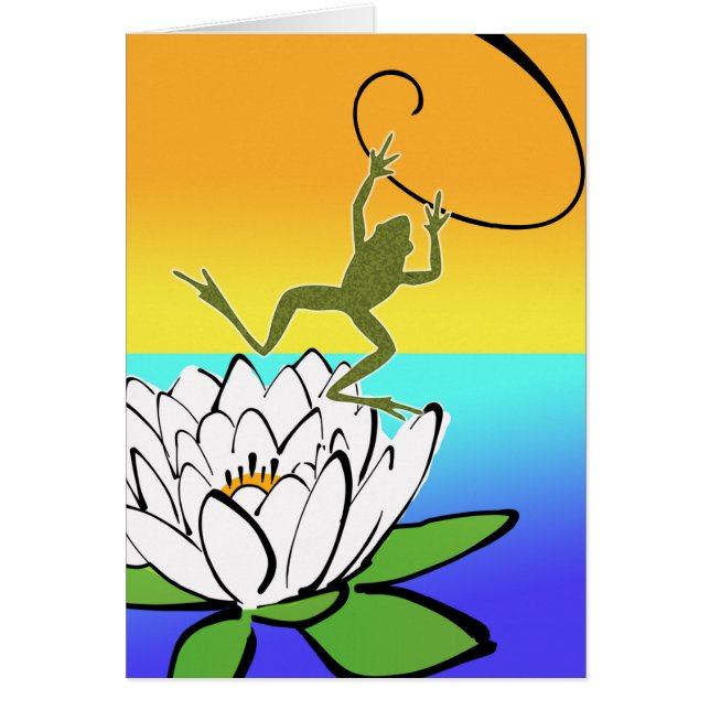 Happy Leap Year Card, Frog und Lotus Blossom (Vorne)