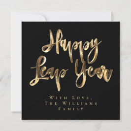 Happy Leap Year Elegantes Schwarzes und Gold Scrip Feiertagskarte