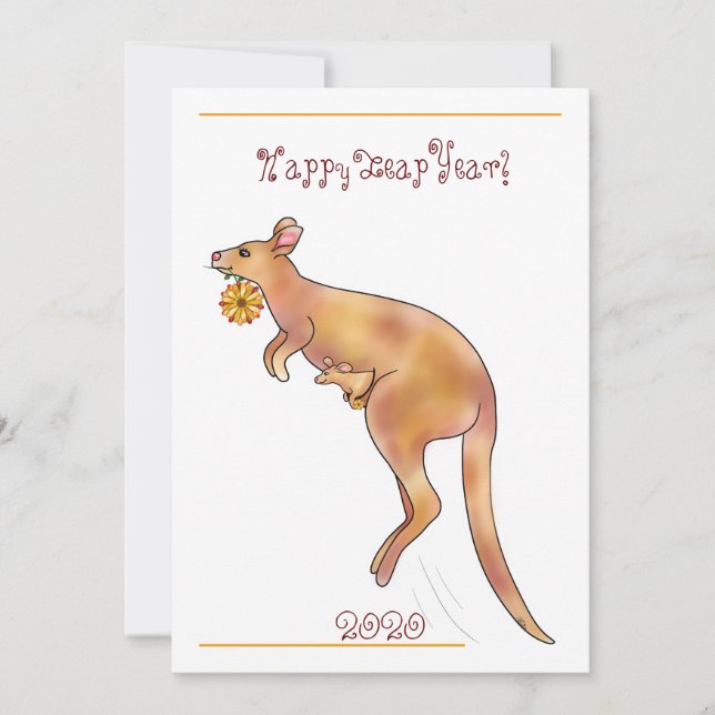 Happy Leap Year Kangaroo | Dankeskarte (Vorderseite)