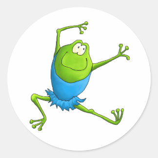 Happy Leaping Ballet Frosch Runder Aufkleber