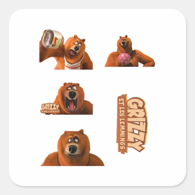 Happy Lemmings Tabodi und Grizzy Quadratischer Aufkleber (Vorderseite)