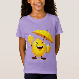 Happy Lemon Cartoon Charakter Holding Juice T-Shirt