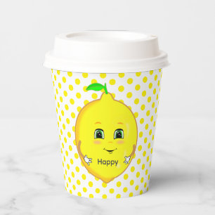 Happy Lemon & Yellow Polka Dots Pappbecher