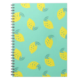 Happy Lemons Muster   Notizbuch Journal Notizblock