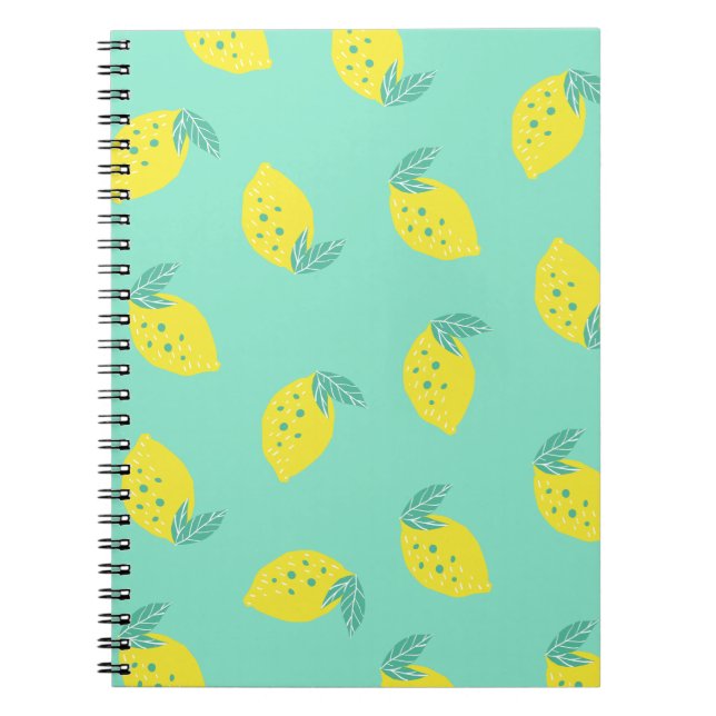 Happy Lemons Muster | Notizbuch Journal Notizblock (Vorderseite)