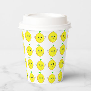 Happy Lemons on White Pappbecher