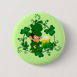 Happy Leprechaun Button