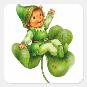 Happy Leprechaun Quadratischer Aufkleber