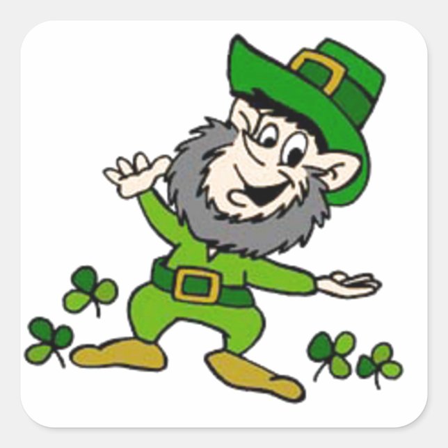 Happy Leprechaun Quadratischer Aufkleber (Vorderseite)