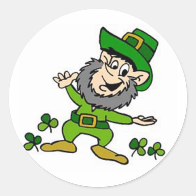 Happy Leprechaun Runder Aufkleber (Vorderseite)