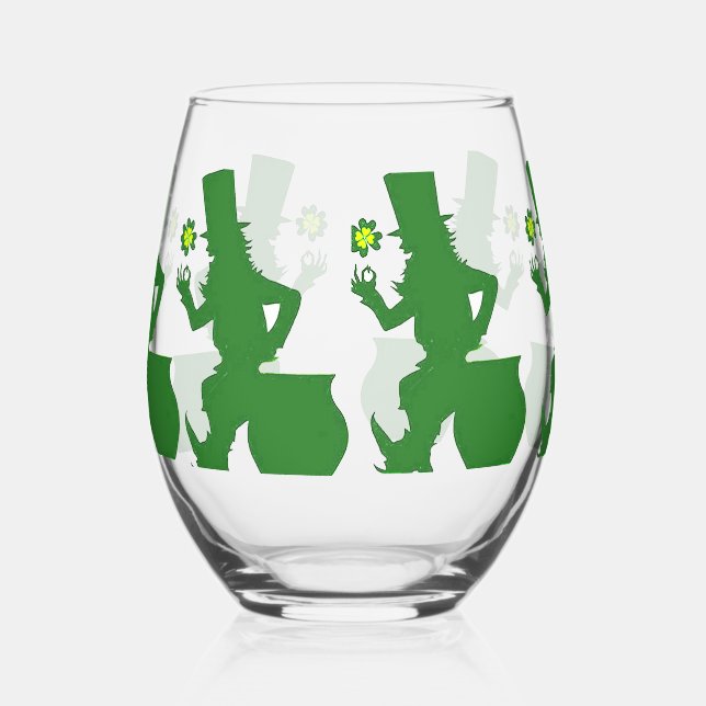 HAPPY LEPRECHAUN STEMLESS WEIN WEINGLAS OHNE STIEL (Links)