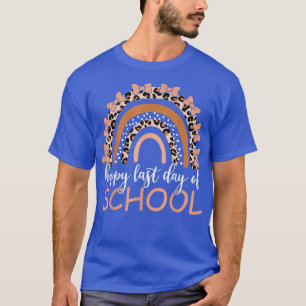 Happy Letzten Tag der Schule Leopard Boho Regenbog T-Shirt