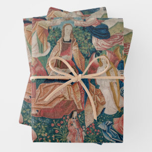 Happy Life in Paradise Garden Mittelalterliches Mu Geschenkpapier Set