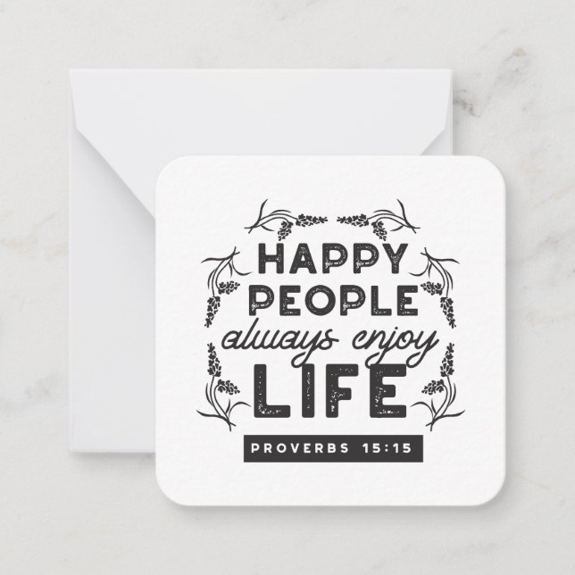 Happy Life with Faith – Proverbs 15:15 Art Mitteilungskarte (Vorderseite)