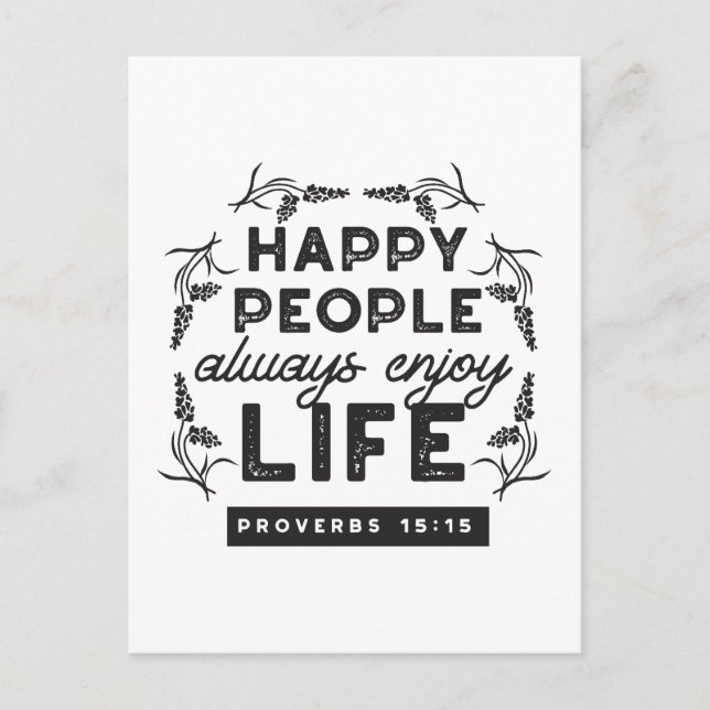 Happy Life with Faith – Proverbs 15:15 Art Postkarte (Vorderseite)
